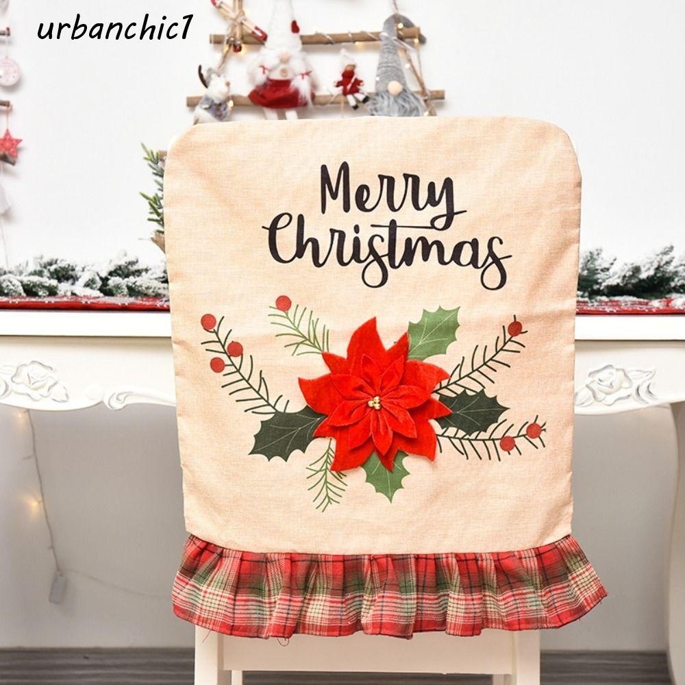 Urbanchic ผ้าคลุมเก้าอี้คริสต์มาส,ยืดการ์ตูน Xmas Dinner Chair Seat Cover, Simple ที่ถอดออกได้นุ่มตกแต่งคริสต์มาสตกแต่งบ้าน