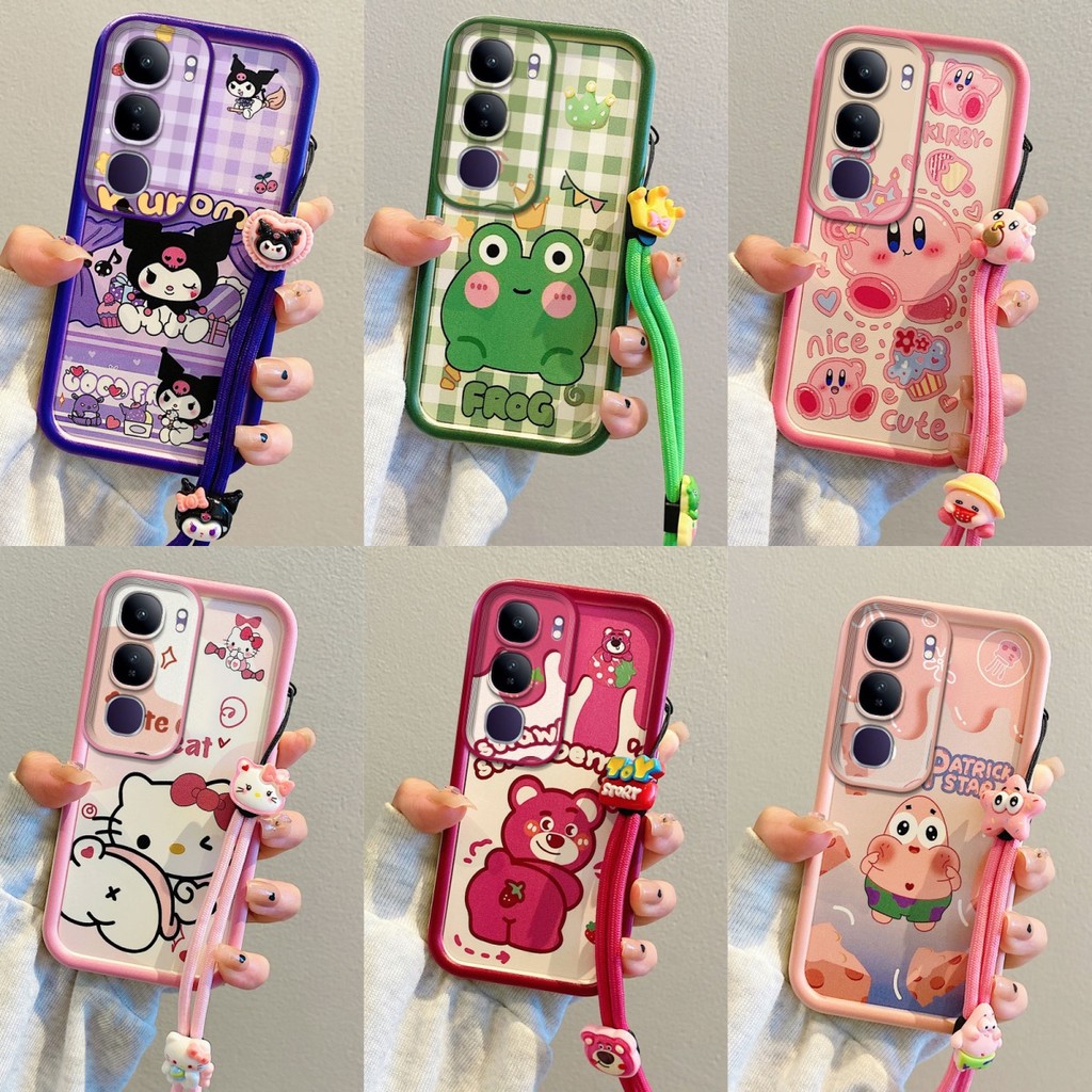 เคส Vivo Y19s Pink KT Cat/Fart Strawberry Bear/Cheese Pie Superstar/Kuromi Grid/Frog Crown/Kirby เคสโทรศัพท์ซิลิโคน