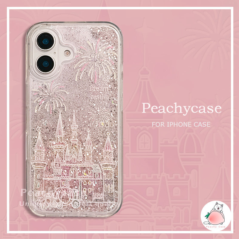 Dream Castle ดอกไม้ไฟ Glitter Quicksand เคสโทรศัพท์สําหรับ iPhone 16 15 14 13 12 Pro Max 11 16plus กันกระแทกอะคริลิค Hard PC ฝาหลังปลอก