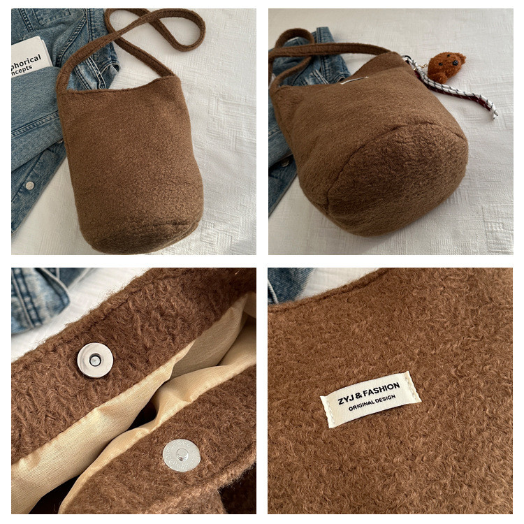 Mousoon New Niche Shoulder Messenger Bag Female Fashion Personality Trend Korean Style Shoulder Bucket Bag