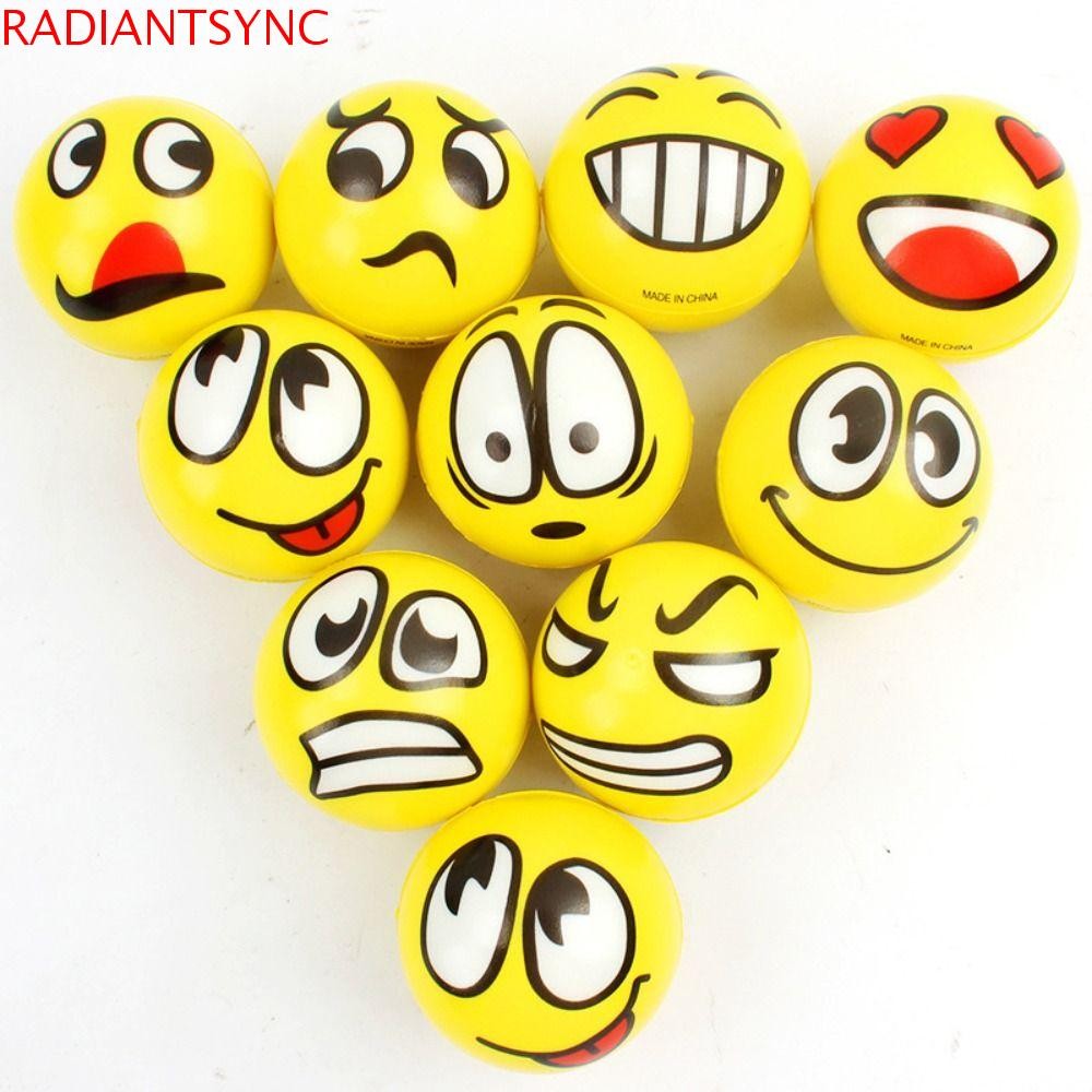 Radiantsync Smile Face Squeeze Ball, Expression Sponge Smile Face Foam Ball, เครื่องนวดเท้า PU Elast