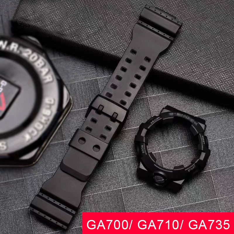 เรซิ่นนาฬิกาสําหรับ Casio G-shock GA700 GA710 GA735 สร้อยข้อมือซิลิโคนยางนาฬิกา Starp Bezel กรอบกีฬากันน้ําสีดําเข็มขัดข้อมือเครื่องมือสกรู
