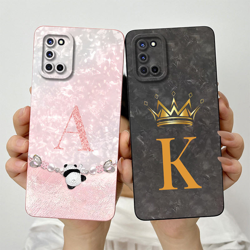 สําหรับ OPPO A52 A72 A92 4G CPH2059 CPH2061 เลนส์กันกระแทกกล้องป้องกันเต็มรูปแบบเคสโทรศัพท์แฟชั่นมงกุฎตัวอักษรซิลิโคนอ่อนนุ่มกรณี