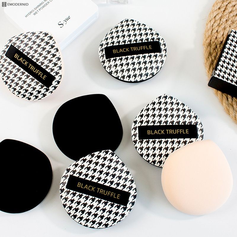 【EM】พัฟเปียกและแห้ง พัฟ Houndstooth นุ่ม พัฟทรงหยดน้ำ พกพาสะดวก-em