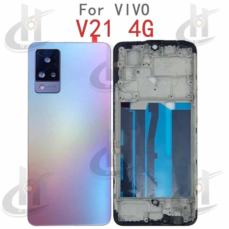 Lcd กรอบด้านหน้าสําหรับ VIVO V21 5G 4G V2050 แบตเตอรี่ฝาหลังกรอบกลางและปุ่มเลนส์กรอบกล้อง - รูปที่ 6