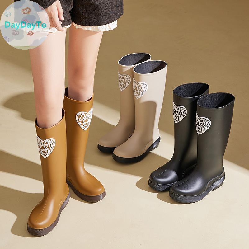 Daydayto High-top รองเท้าฝนผู้หญิงแฟชั่นกลางแจ้งยาวรองเท้าฝน Camping Four Seasons รองเท้าน้ํากลางแจ้ง TH