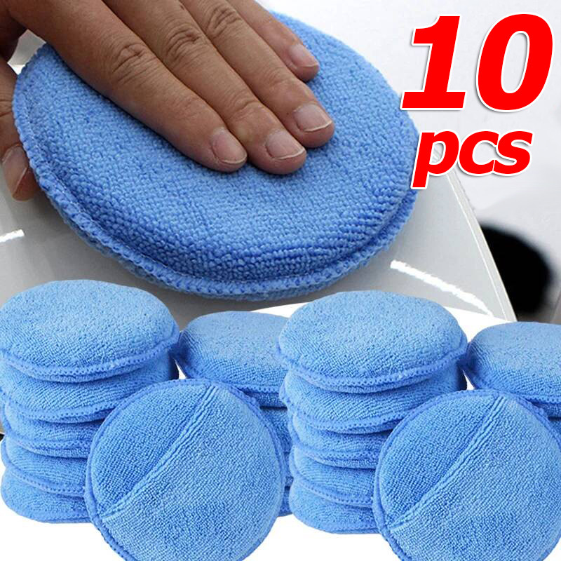 5/10 ชิ้นเครื่องสมัครแว็กซ์ไมโครไฟเบอร์พร้อมกระเป๋านิ้ว/แผ่นทําความสะอาดโฟมแว็กซ์ไมโครไฟเบอร์/รายละเอียดฟองน้ําโฟมขัด
