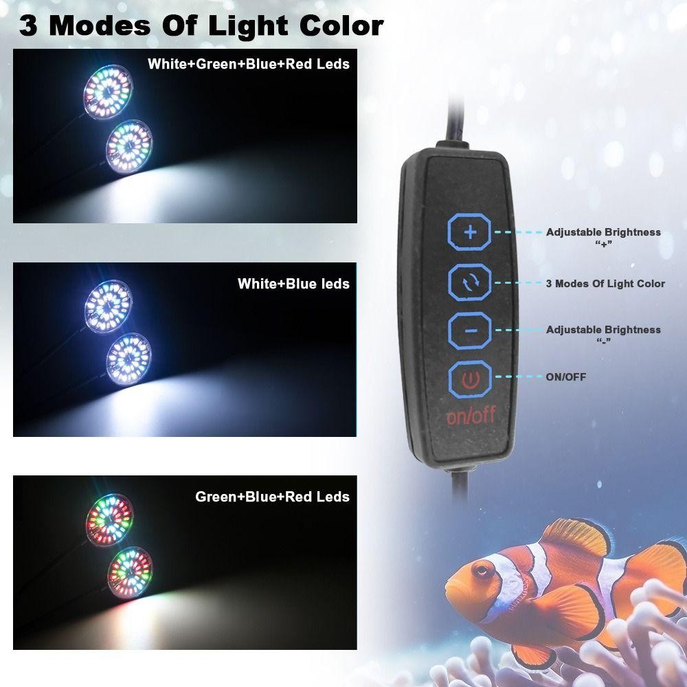 WONDA โคมไฟคลิปตู้ปลา ปรับความสว่างปรับมุมตู้ปลาไฟ LED, Stable USB DC5V เต็มสเปกตรัม 3 โหมดของแสงสีสาหร่ายโคมไฟถังปลาแสง ราคา ถูกที่สุด ดีลบีเคเค แกลเลอรีภาพที่ 5
