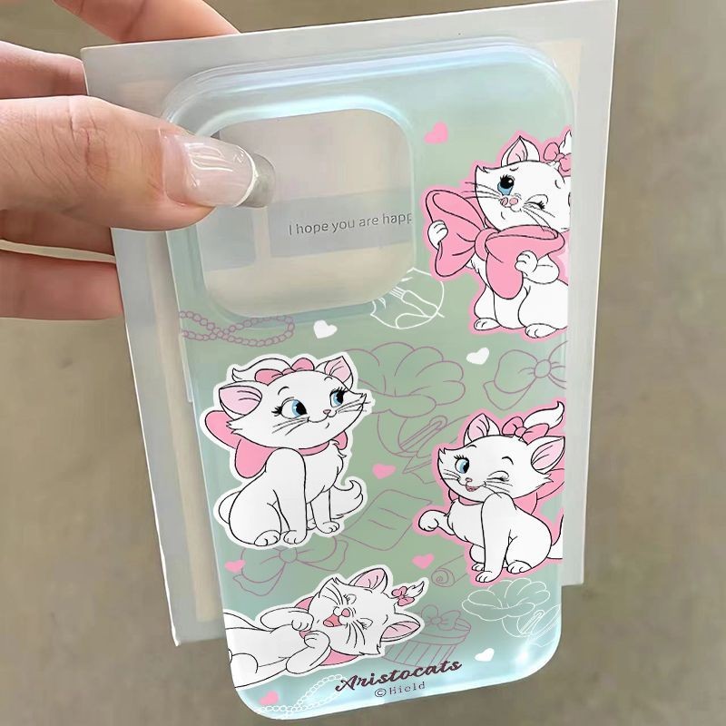 สําหรับiphone 16 16pro 16plus 16e 15 15promax 14 14pro 13pro 13promaxความงามการ์ตูนแมวเคสโทรศัพท์คู่