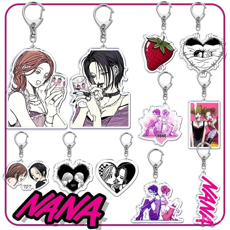กระเป๋าอุปกรณ์เสริมพวงกุญแจอนิเมะ Nana สำหรับเพื่อนรัก หินดำ จี้ Osaki พวงกุญแจ แหวน พวงกุญแจ เครื่องประดับ ของขวัญคริสต์มาส