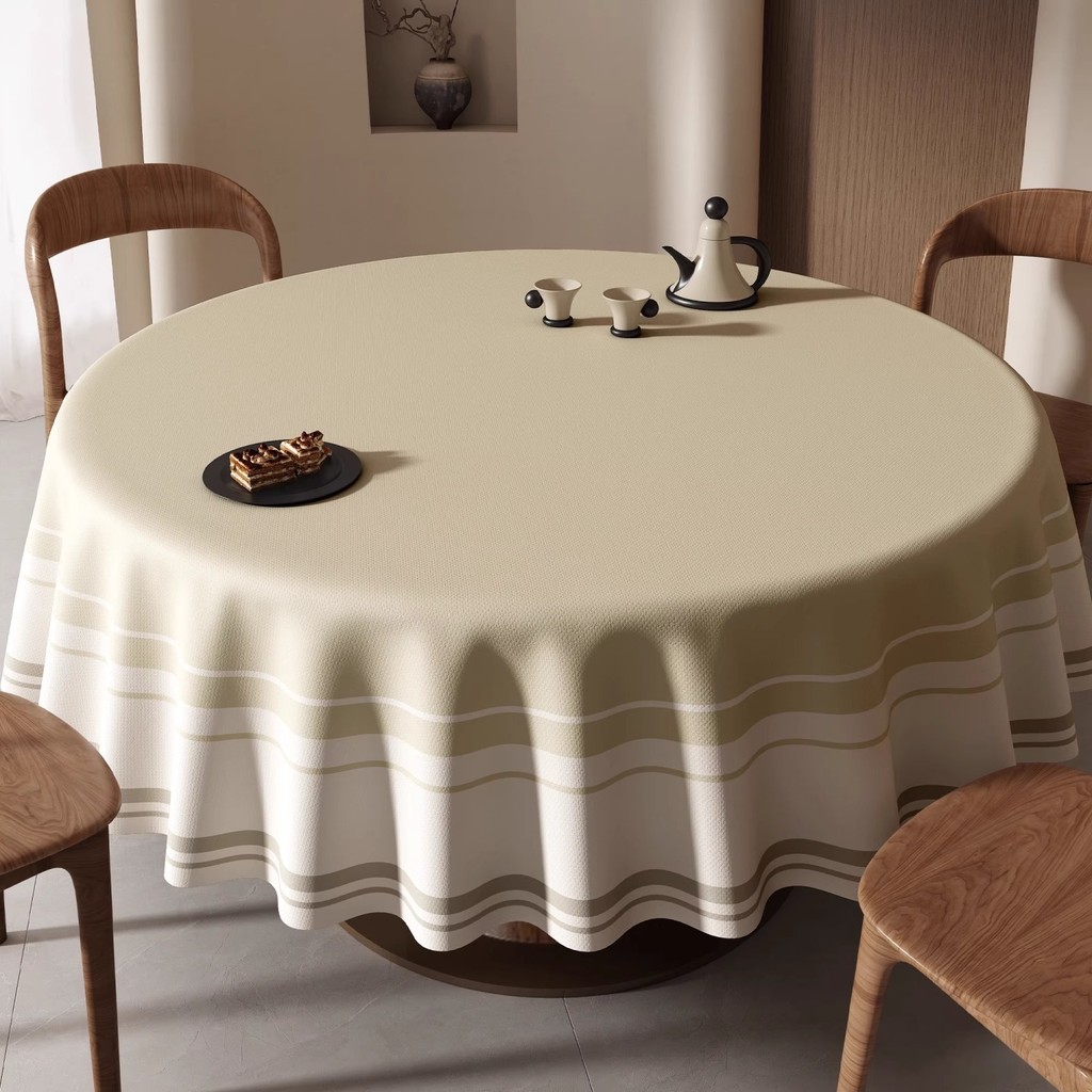 ผ้าปูโต๊ะทรงกลมสไตล์วาบิ-ซาบิ กันน้ำ กันน้ำมัน ทนความร้อน ไม่ต้องซัก ผ้าปูโต๊ะสำหรับโต๊ะอาหาร โต๊ะกาแฟ ผ้าคลุมโต๊ะกลม - รูปที่ 2