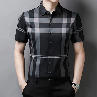 CLIFF เสื้อเชิ้ตผู้ชาย เสื้อยืดแขนสั้น ผ้าไอซ์ซิลซ์ ระบายอากาศแห้งเร็ว แบบหลวมลำลอง ธุรกิจเป็นผู้ใหญ่
