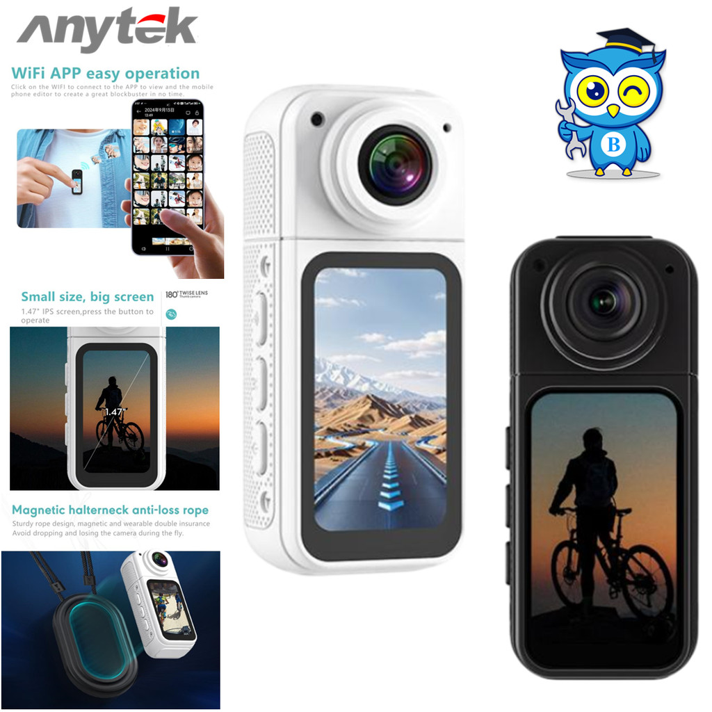 Anytek S70 Magnetic Thumb กล้องถ่ายภาพกีฬา2.7K (2720 x 1520/15fps) กล้องพกพาสำหรับขี่กลางแจ้ง Action