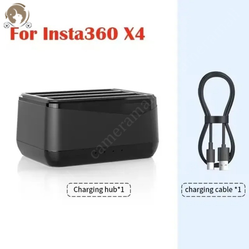 สําหรับ Insta 360 X4 2500mAh แบตเตอรี่ลิเธียมแบบชาร์จไฟได้, เครื่องชาร์จแบตเตอรี่ 3 ช่อง Amagisn
