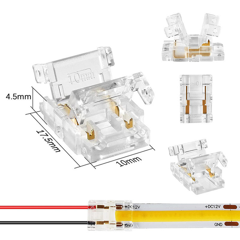 Cob Strip to Wire LED Connectors 5 8 10 มม.การเชื่อมต่อ Solderless Extension สําหรับ CCT FCOB RGB LED Strip ไฟ 2 3 4 Pin Connector