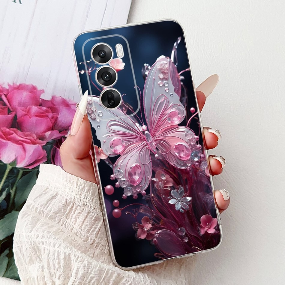 สําหรับ OPPO Reno12 CPH2625 / Reno12 Pro CPH2629 แมวน่ารักผีเสื้อดอกไม้รูปแบบปลอก Reno 12 12Pro 5G ซิลิโคนนุ่ม TPU เคสโทรศัพท์ - รูปที่ 3