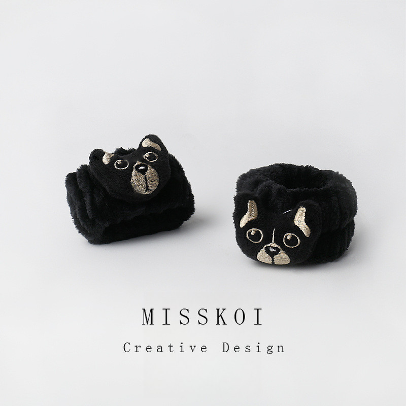 Mjt Creative Animal เนคไทผมสีดําดูดซับเหงื่อกันน้ําข้อมือป้องกันความชื้น W