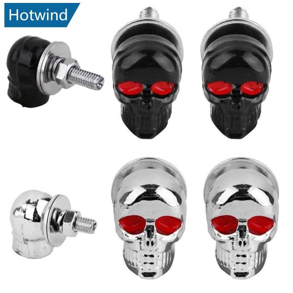 Hw 2 ชิ้น Skull กรอบป้ายทะเบียนสลักเกลียวสกรู Fastener Cap Bolts รถจักรยานยนต์รถบรรทุก Auto B6S7