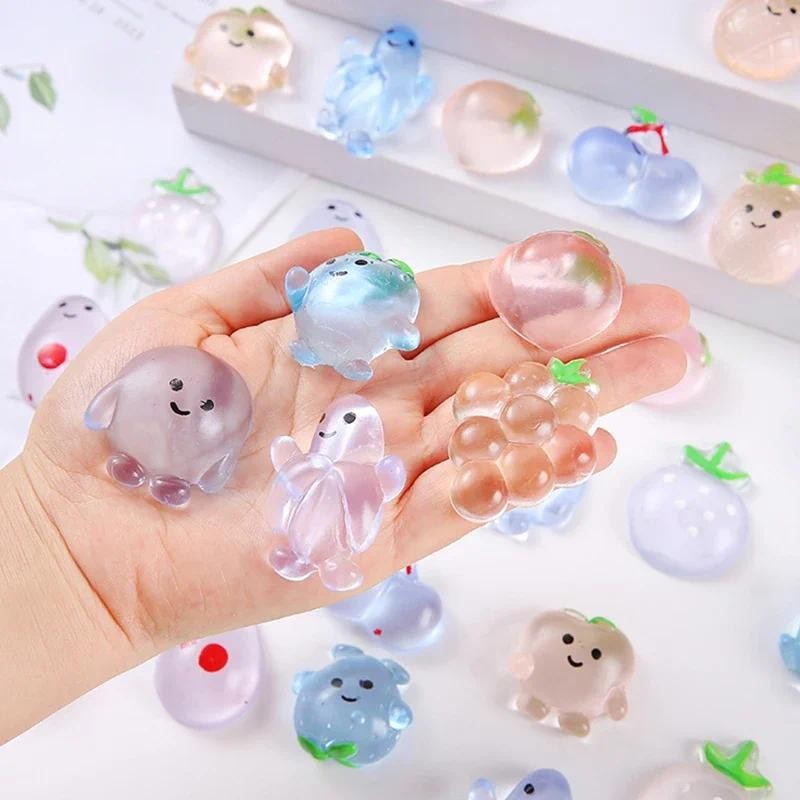 10/20pcs Mini ผลไม้โปร่งใส Mochi Squishy ความเครียดบรรเทาของเล่นเด็กวันเกิด Party Favors รางวัลของขวัญแขก