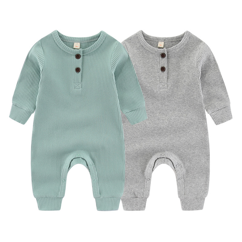 เด็กทารกเด็กผู้หญิง 2 ชิ้นฤดูใบไม้ผลิ Rompers สีทึบทารกทารกแรกเกิดผ้าฝ้ายเสื้อผ้า Jumpsuit สําหรับ 0-18 เมตรเด็กวัยหัดเดินชุดเด็ก - รูปที่ 4