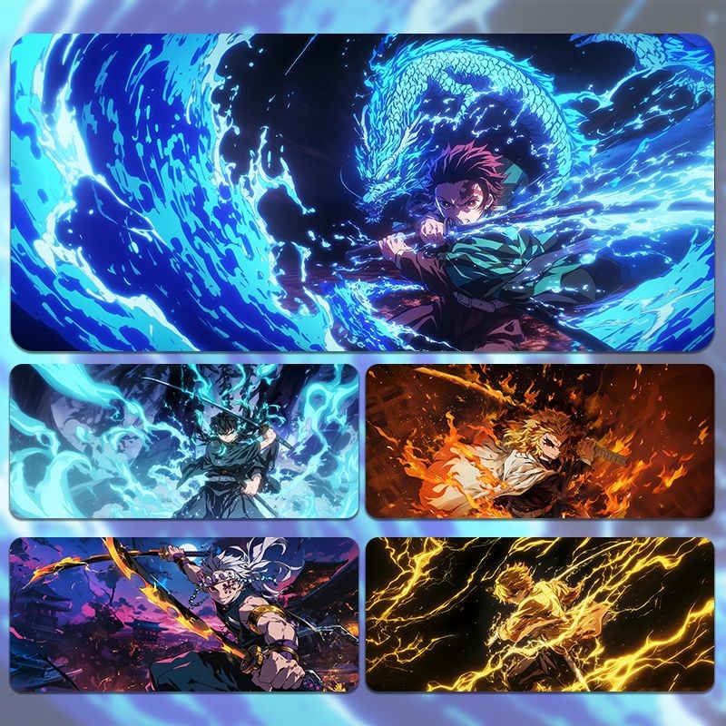 แผ่นรองเมาส์ Demon Slayer ขนาดใหญ่อะนิเมะ Tanjiro ภรรยาของฉัน Zenitsu แผ่นรองเมาส์สําหรับเล่นเกมแผ่นรองเมาส์