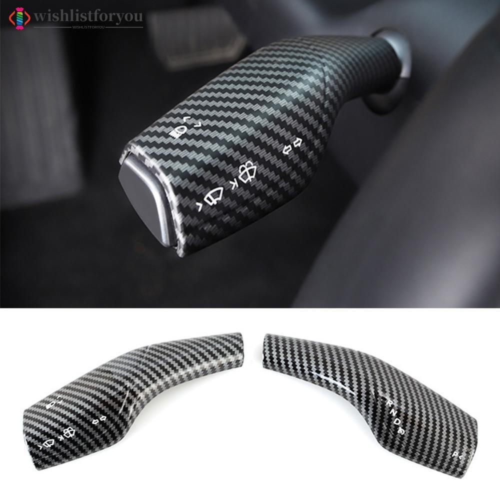 Wishlistforyou 2 ชิ้นรถ Shift Knob Gear Lever ตกแต่งฝาครอบสําหรับ Tesla รุ่น 3 Y เกราะพวงมาลัย Rod ร