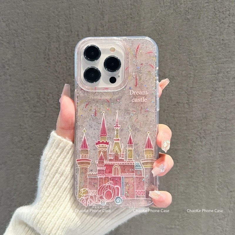 สำหรับ เคสไอโฟน11 ไอโฟน 13 ไอโฟน 16 pro max ไอโฟน15 ไอโฟน16 ไอโฟน 12 เคสโทรศัพท์กลิตเตอร์ใส DLSFK032