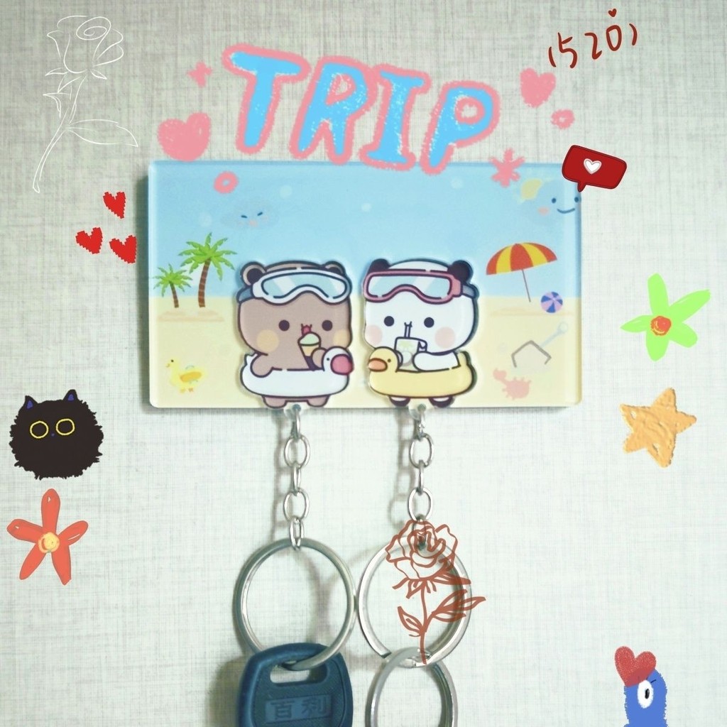 ฤดูร้อน yier และ Bubu Dudu Wall Key Holder ว่ายน้ําน่ารัก Panda พวงกุญแจอุปกรณ์เสริมของขวัญสําหรับแฟนๆ
