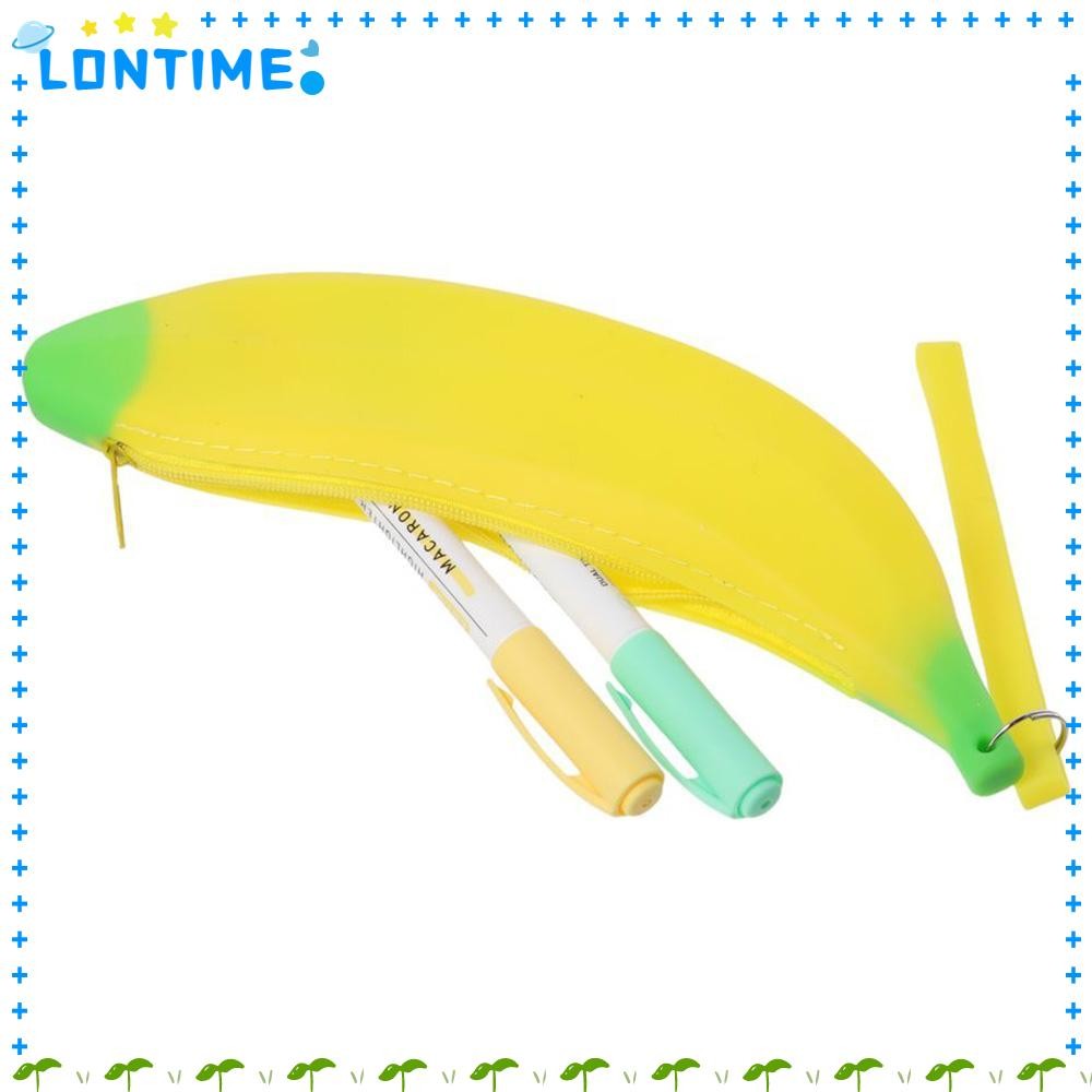 LONTIME Banana Zero Wallet, Banana Shape Yellow Silicone Pen Bag, Multifunctional Silicone 2.36*7.87