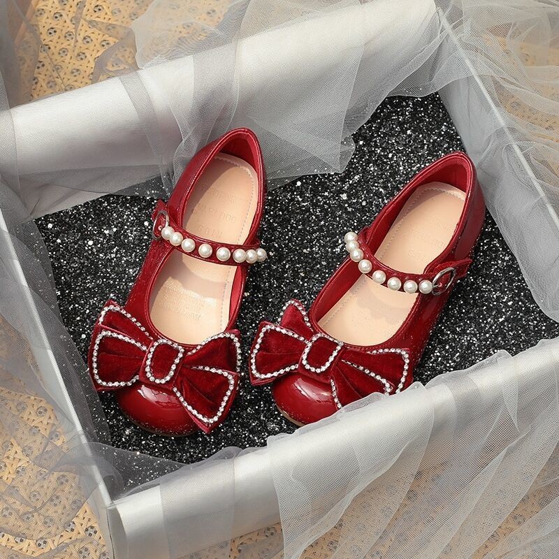 รองเท้าหนังฤดูใบไม้ผลิฤดูใบไม้ร่วงรองเท้าเจ้าหญิงกันลื่นพื้นนุ่มนักเรียนเด็กสาวรองเท้าหนัง