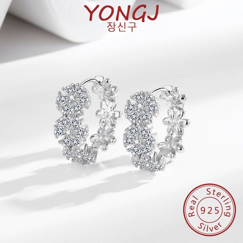 ต่างหูดอกไม้ทรงกลม Niche Full Diamond หรูหรา B2220