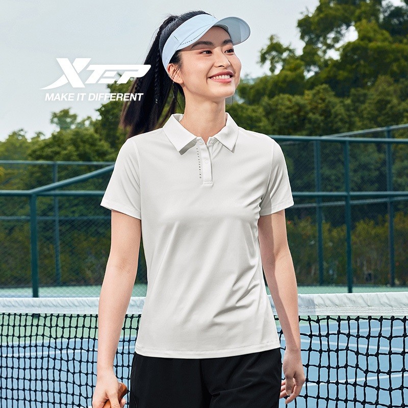 XTEP Women's Ice Silk POLO Shirt ฤดูร้อนใหม่ การฝึกอบรม แขนสั้น Lapel เสื้อยืดกีฬา — صورة 7