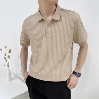 ACHSAWAKE เสื้อโปโลแฟชั่นของผู้ชายคนนี้ หลวมง่ายอินเทรนด์ และสบาย ๆ