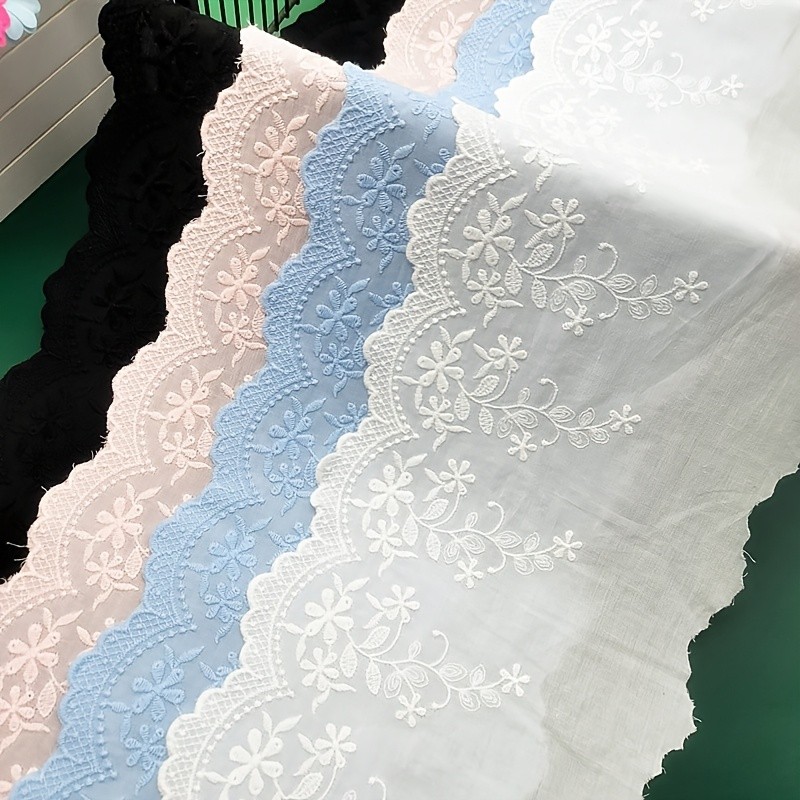 0.91 meter Elegant Floral Lace Trim, 6-Inch Wide - Delicate Fabric in White, Black, Pink, Blue, and 
