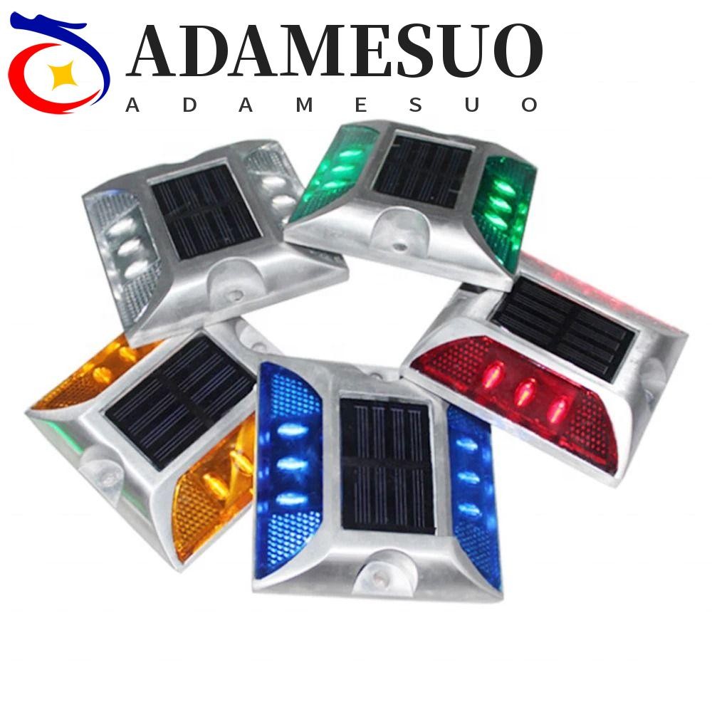ADAMESUO ไฟถนนพลังงานแสงอาทิตย์,สะท้อนแสง IP68 กันน้ํา LED Ground Light,ความสว่างสูงอลูมิเนียมสองด้านทนทานการจราจร Marker Light Night Street