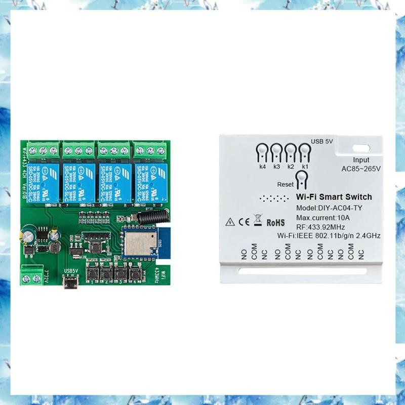 [ ] 4CH Tuya WiFi สวิทช์ DIY จับเวลา 85-265V 5V 2.4G WiFi Home Automation โมดูลสําหรับ IFTT Home