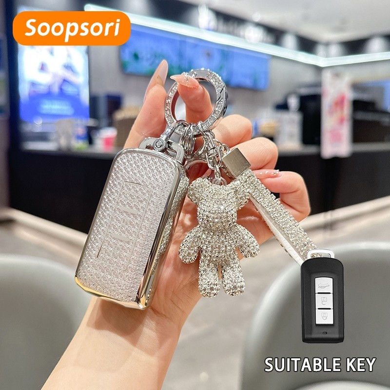 Soopsori สําหรับ Mitsubishi 3 ปุ่ม TPU ฝาครอบกุญแจรถสําหรับ Mitsubishi Mirage/Pajero/Attrage/Triton/Outlander/ASX key Case Keyless สมาร์ท Entry key