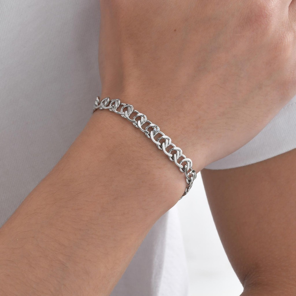 Vnox Simple Link Chain Bracelet for Men, Stainless Steel Hypoallergenic Chain Bracelet,Simple Fashion Jewelry Gift ราคา ถูกที่สุด ดีลบีเคเค แกลเลอรีภาพที่ 4