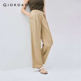 GIORDANO WOMEN Elastic waist pleated wide leg pants 13415236