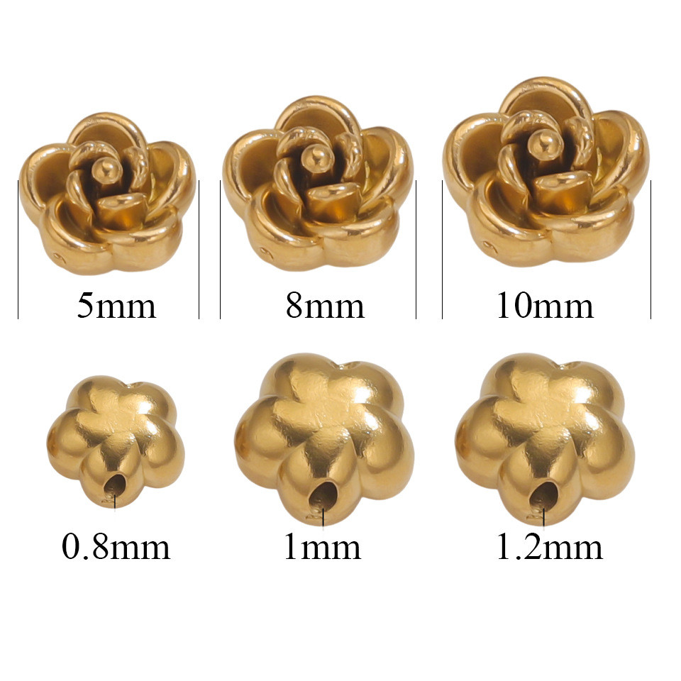สแตนเลส 3D Rose Perforated ลูกปัด Handmade Perforated Beaded อุปกรณ์เสริมสร้อยข้อมือเครื่องประดับ DIY สร้อยคออุปกรณ์เสริม ราคา ถูกที่สุด ดีลบีเคเค แกลเลอรีภาพที่ 5