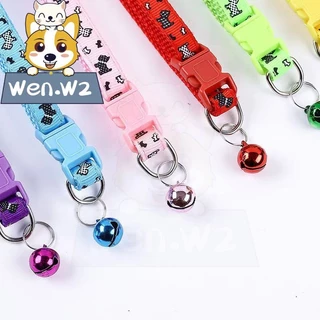 wen.W2 ปลอกคอสัตว์เลี้ยง มีกระดิ่ง ปลอกคอแมวและสุนัข ปรับสายได้