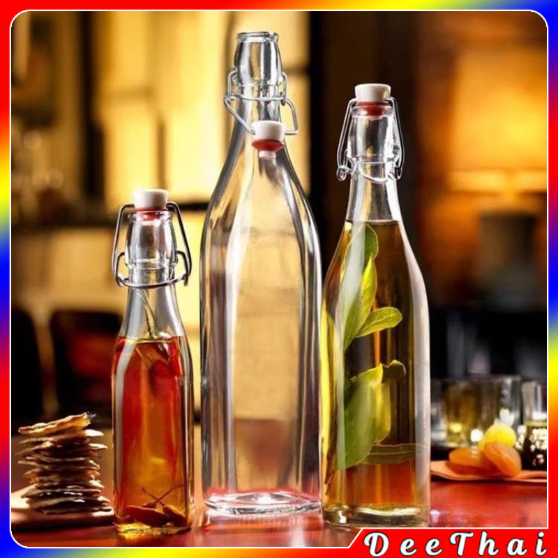 DeeThai ขวดแก้วสุญญากาศพร้อมฝา เก็บน้ำ ขอเหลว Sealed glass bottle