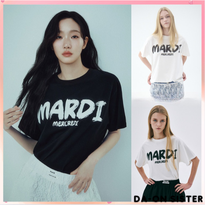 ผู้ชายผู้หญิงสไตล์เดียวกันพร้อมสต็อกรอบคอผ้าฝ้ายแท้สไตล์ใหม่ MARD พิมพ์ตัวอักษรขนาดใหญ่แขนสั้น T @-