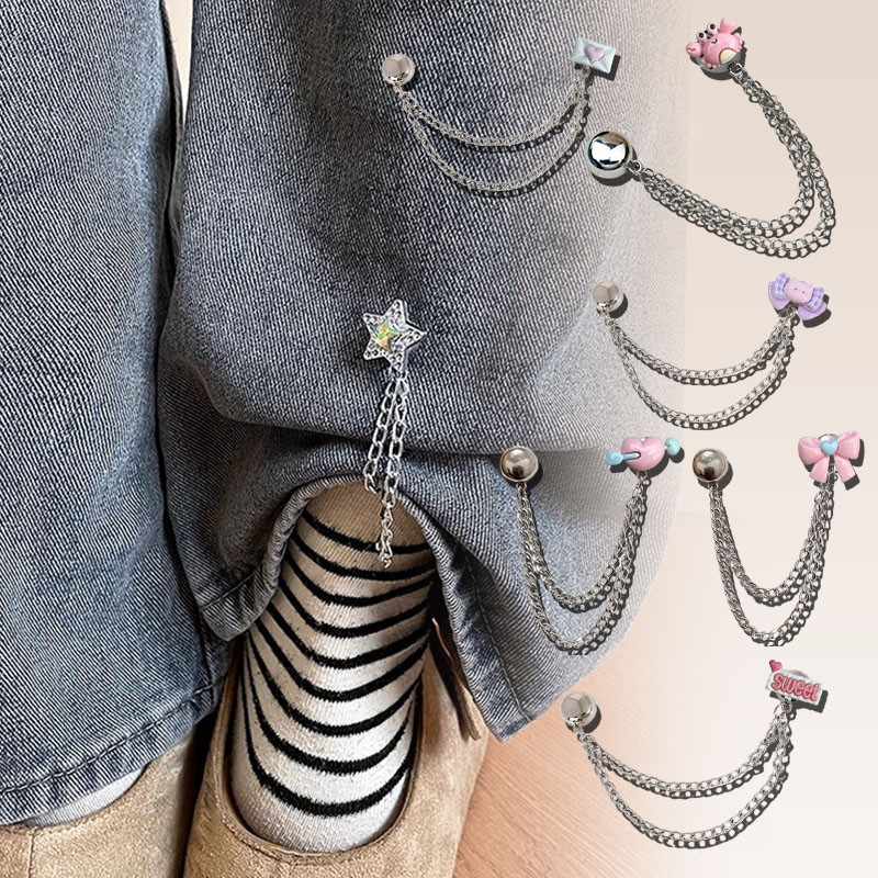 YUNYUAN Chain แขนดูดแม่เหล็กกางเกงขาคลิปคงที่ Mouth-holder ไม่มีตะเข็บดึงสติกเกอร์ขอบปุ่มเอวโหลดเครื่องมือยาวและสั้น