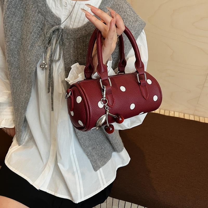 กระเป๋าสะพายข้างสุภาพสตรี สไตล์เกาหลีทรงกระบอก ลายจุดบอสตัน ขนาดเล็กแต่มีความจุมาก - รูปที่ 3