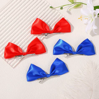 2pcs สีฟ้าและสีขาวริบบิ้นผมผูกโบว์วินเทจด้านปักผมสาวน่ารักกิ๊บ Headwear เครื่องประดับผมสำหรับผู้หญิง
