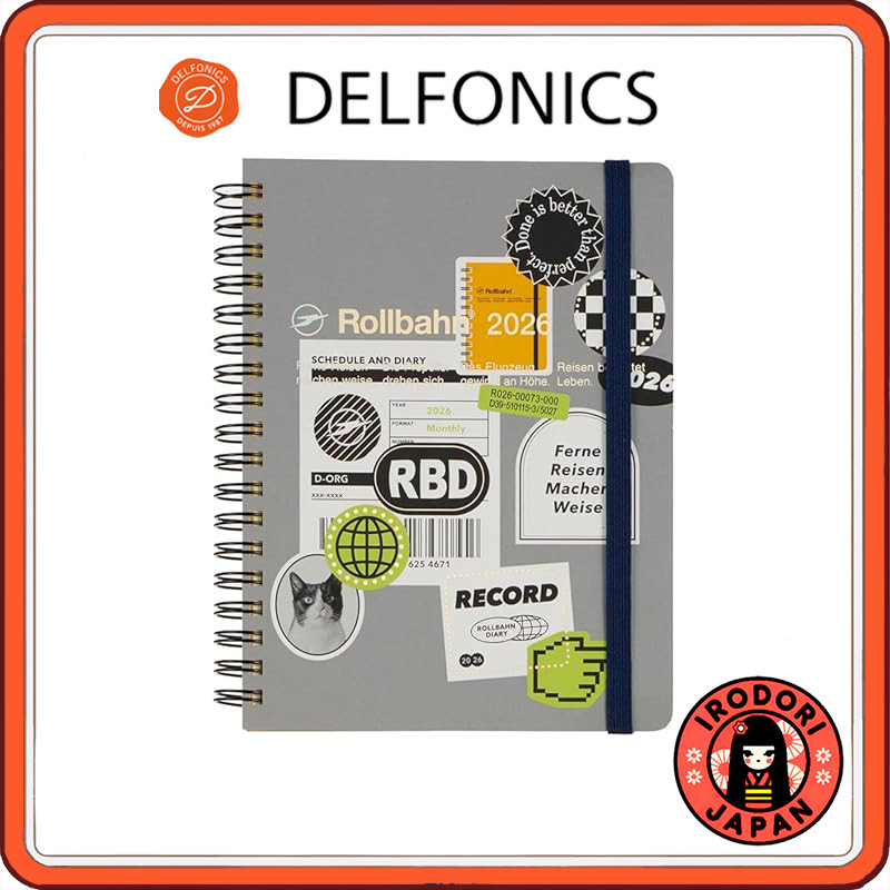 Delphonics 2026 Rollbahn Diary Label L Monthly Schedule Book in Various Colors (Light Yellow, Beige,