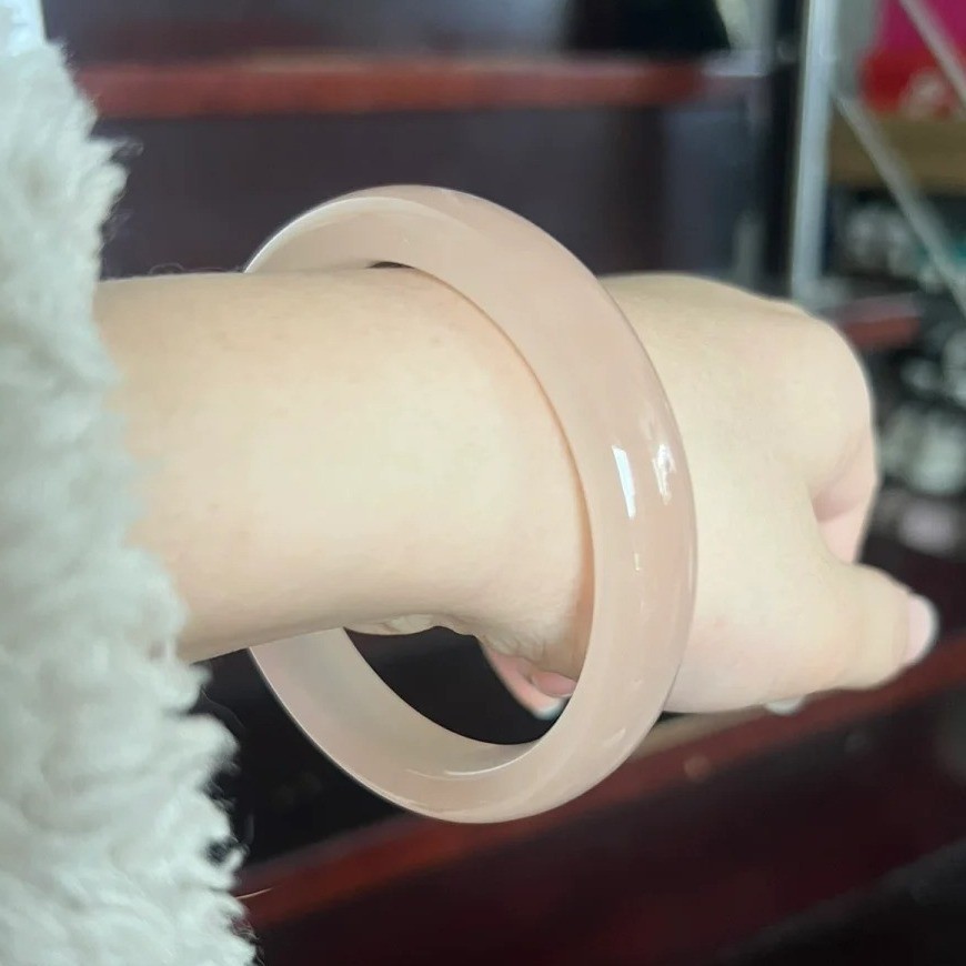 [มีในสต็อก] afghan Jade Pink round Bar Bracelet - รูปที่ 2