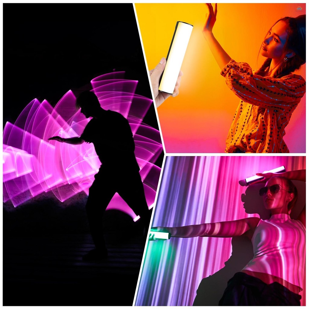 Yb2 การถ่ายภาพโคมไฟ PULUZ PU4138 17 ซม./6.7in แบบพกพา RGB Light Stick แม่เหล็ก LED Tube Light Wand 6W การถ่ายภาพเติมแสง 2500K-9000K หรี่แสงได้ 21 L