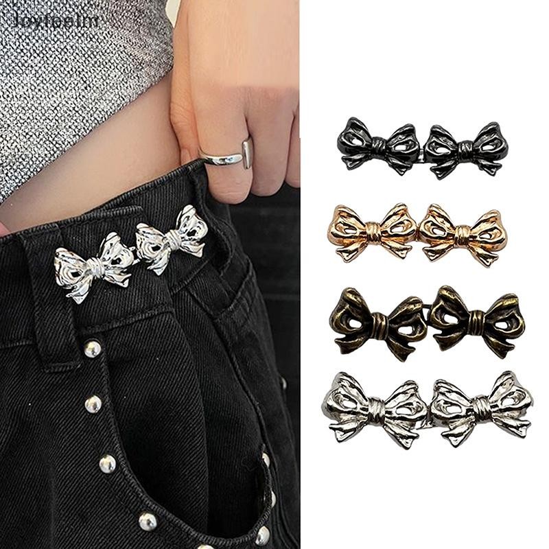 Yfe Bowknot ปุ่มปรับสําหรับกางเกงและกระโปรงเอวกระชับปรับเอวหัวเข็มขัดสําหรับกางเกงยีนส์ไม่จําเป็นต้อ